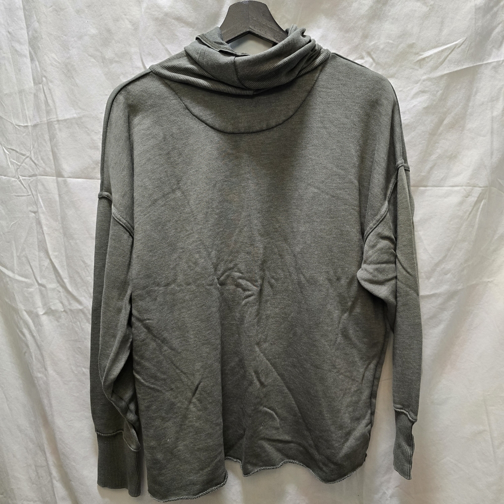 Aerie Women's Olive Green Cowlneck Turtleneck Sweatshirt Oversized Small Raw Hem - Picture 8 of 9